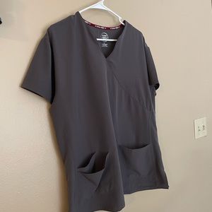 Divine Stretch Scrubs top, medium purple. Soft fabric